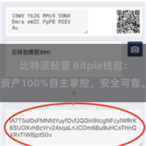 比特派轻量 Bitpie钱包：资产100%自主掌控，安全可靠。