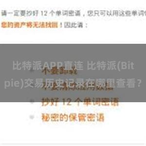 比特派APP直连 比特派(Bitpie)交易历史记录在哪里查看？